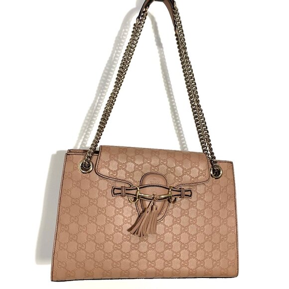 Gucci Large Emily Beige Leather Horsebit Chain Shoulder Bag - Picture 5 of 14
